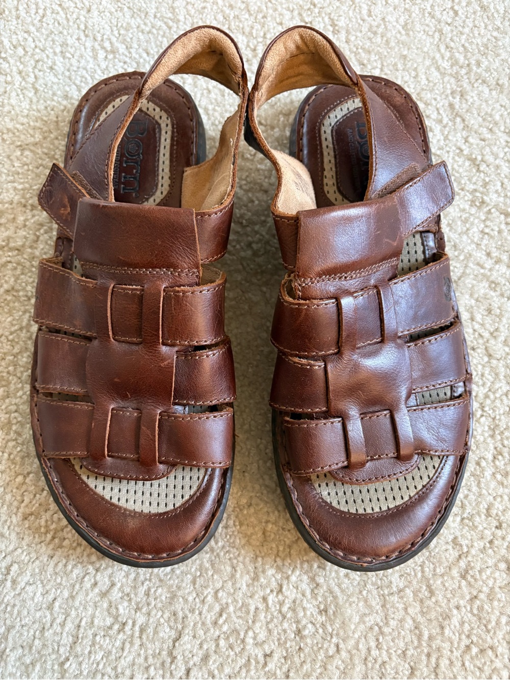 Born Men's Brown Leather Fisherman-Style Sandals